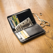 Four Seasons Japanese New Jump Hip Leather Small Card Bag Simple Handmade Leather Wallet Retro Card Clamp Certificate Set Customized