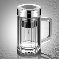 FORIS DOUBLE GLASS CUP MEN WITH HANDLE CRYSTAL CUP FILTER BUSINESS OFFICE WITH HANDLE BUBBLE TEA CUP