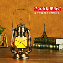 Retro desk lamp portable rechargeable kerosene lamp old camping led outdoor electronic lighting lamp long endurance horse lamp