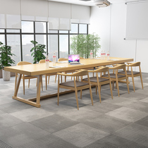 Nordic solid wood conference table large log retro desk negotiation table and chair combination simple modern strip dining table