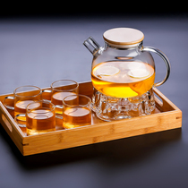 Brew teapot glass cold kettle high temperature resistant flower teapot with filtered household candle to boil tea large hot water kettle set