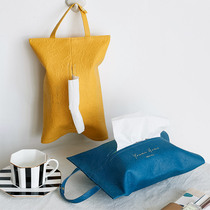 Creative ins Wind car drawing box Net red home Nordic leather tissue bag living room car hanging tissue cover