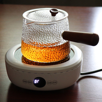 Glass teapot high temperature thickened kettle steamed tea brewers household tea brewing Japanese pattern side bar hammer pattern