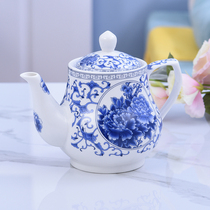 Blue and white ceramic teapot household high temperature resistant cool kettle filter large capacity bubble teapot hotel hotel kettle vinegar pot