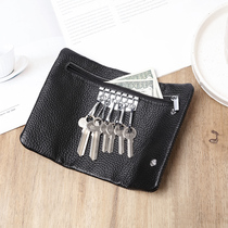 Multifunction Genuine Leather Car Key Bag Large Capacity Headlayer Bull Leather Zero Wallet Two-in-one Male Lady Kbag Lock Spoon