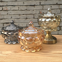 Glass jar of candy Crystal sugar box transparent candy jar glass creative European storage jar fruit cup