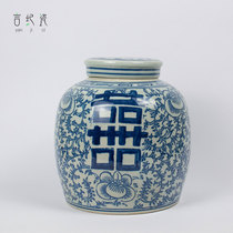 Yanglan Xi Zi Zi Qing antique porcelain Yuan blue and white big can old ornaments Jingdezhen ceramic antique collection