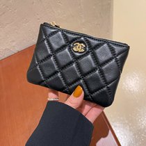 Small fragrant wind magnica makeup bag soft buffalo leather handbag caviar card bag mouth red packets zipped zero wallet key bag woman
