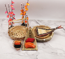  Sashimi decoration ornaments Bamboo woven products ornaments Bamboo woven products dustpan Bamboo woven farm mood vegetable embellishment plate