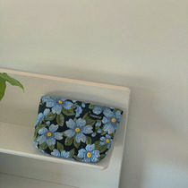 New retro Flower jacquard cosmetic bag water cream cosmetic brush bag large capacity storage bag