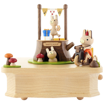 Jeancard Music Box Music Box Girls Wooden High-end Tree Hole Rabbit Send Boys and Girls Birthday Gifts