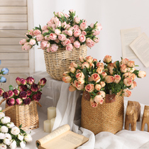7 head imitation dried flower rose flowers with leaves fake flowers ins Nordic fresh silk flower table tabletop pendulum piece home decoration