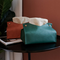 ins Nordic minimalist leather tissue bag drawing paper box dining table living room tea table storage tissue set desktop car