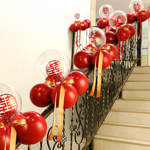 Stair wedding handrail decoration wedding room layout wedding new room ribbon pull flower gauze balloon scene supplies
