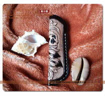 High-grade tea knife cover tea knife protective cover leather knife cover pure manual leather carving tea knife leather cover support customization