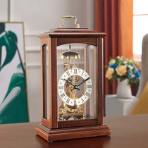 European-style solid wood mechanical clock retro all copper Polaris movement home antique decoration sitting clock living room swing clock