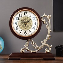 Solid wood clock living room desktop clock creative clock New Chinese ornaments home silent sitting clock pendulum desktop clock