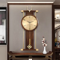 New Chinese Light Lavish Deer Head Hanging Bell Atmosphere China Wind Living Room Home Pure Copper Solid Wood Clock Fashion Hanging Watch