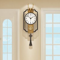 New Chinese timepiece hanging clock Living room Net Red creative personality Light and luxurious Nordic Home Fashion Atmospheric clock hanging wall