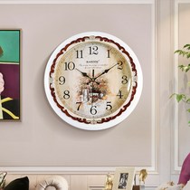 14 inch white pastoral living room wall clock round European simple bedroom silent clock home fashion large Wall watch