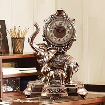 European style retro clock clock clock living room TV cabinet cupboard elephant ornaments American desktop quartz clock home clock