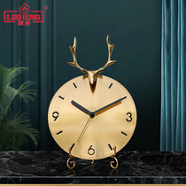 Lisheng light luxury deer head metal clock mute living room table clock ornaments table clock table bedroom creative clock