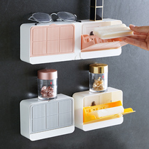 Drain soap box toilet wall-mounted student dormitory soap box with lid non-perforated creative double soap holder