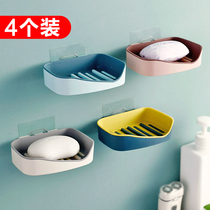 Creative soap box suction cup wall-mounted soap box household punch-free double-layer soap rack drain toilet rack