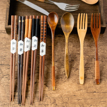 Retro Wood Chopsticks Gourmet Food Photo Spoon Vegetable Pint Photo Fork To Shoot Cutlery Dining Ancient Wind Ornament Swing