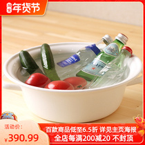 Japanese imported Noda enamel retro handmade enamel double ear wash wash basin household multifunctional washing container