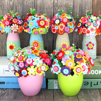 Button painting bouquet handmade diy material package children kindergarten teachers day gift work semi-finished