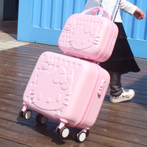 Cartoon trolley box 16 inch childrens cute suitcase universal wheel girl short trip box boarding box password
