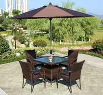 Outdoor table and chairs Garden Courtyard Rattan-knitted beach umbrellas Combined outdoor balcony Leisure imitation vines open waterproof tentchair