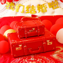 Red wedding box dowry suitcase bride dowry box wedding suitcase wedding official box password suitcase