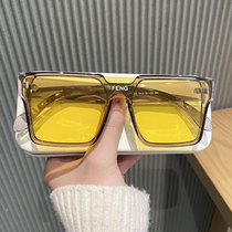 Japan Capin Kofin net red conjoined large frame windproof sunglasses female reigns men driving purple sunglasses
