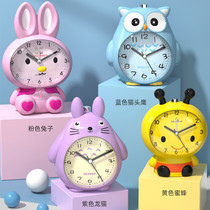 Childrens cartoon voice talking mini alarm clock Cute silent double ringtone with night light Students use to get up artifact