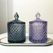 European crystal glass storage cans sugar cans Diamond candy boxes cotton sign boxes cosmetic cotton cans home furnishings
