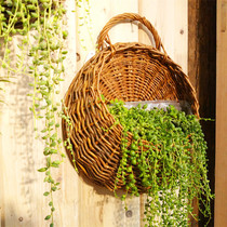 Willow Wall flower vase flower basket flower pot balcony flower stand wall hanging natural material round pastoral flower shop