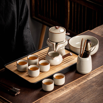 Porcelain Tile Tea Drinking Ru Kiln Automatic Tea Set Full Set Ceramic Slob Tea Set Home Chinese Style High-end Tea Tea Maker