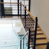 Wrought iron stair handrail Indoor household protective railing Outdoor balcony fence Bay window Solid wood handrail Simple and modern