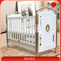 Yingshi crib golden luxury bed newborn solid wood bed baby bed European bed memory palm pad