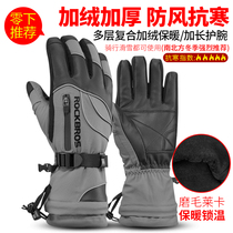 Rock Brothers Thickened Cycling Gloves Bicycle Motorcycle Electric Gloves Waterproof Cold Warm Men Winter