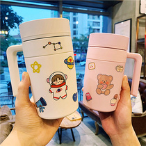 Korean version of Office Smart with tea compartment 316 stainless steel thermos cup for men and women couples with handle coffee cup