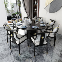 New Chinese solid wood dining table and chair combination light luxury modern simple villa home turntable table Hotel big round table
