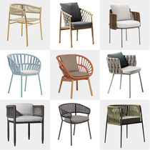 Nordic outdoor rattan choreography table and chairs Three sets outdoor patio balcony terrace Hotel Minjuku Holiday Village Leisure rattan chair