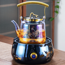 Vintage radiant gold and silver roasted shell color boiling tea set household ceramic stove glass lift beam to make tea boiling water tea pot