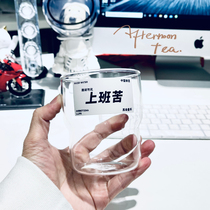 Cute I American Heat-resistant Glass Cups Ins minimalist coffee cup men and womens office tea-making breakfast milk cup