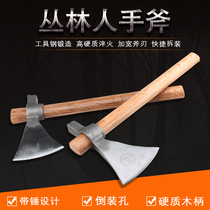  Outdoor camping hand axe chopping wood and opening mountain axe axe cutting axe Woodworking camping axe Viking eagle nail hammer axe Flying axe