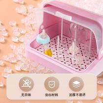 Baby dustproof tableware bottle storage box drain rack drying rack with lid baby supplementary food storage box