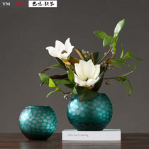 Yiming soft decoration modern ground glass vase ornaments American creative living room porch flower arrangement flower arrangement decoration decoration